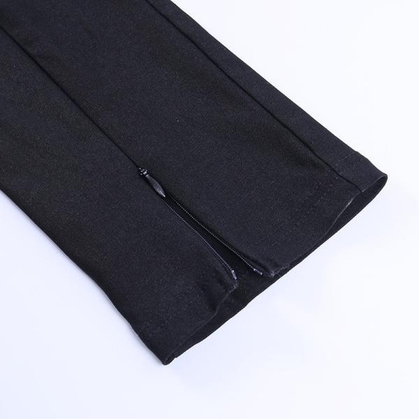 Women's High Waisted Stretch Trousers Sexy Foot Zip Slit