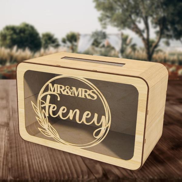 Custom Made Laser Cut Plywood Wishing Well Box Personalised Name & Date Money Envelope Card Boxes Rustic Wedding Memory Keep