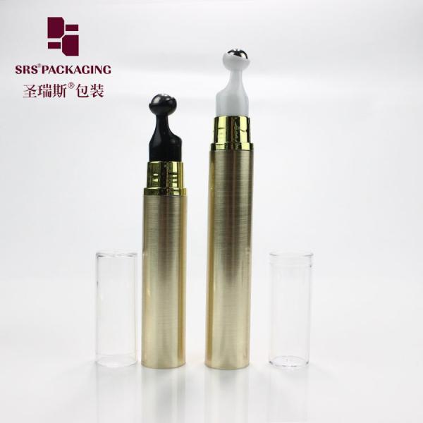Metalized gold color plastic press airless cosmetic 10ml 5ml pump bottle eye cream