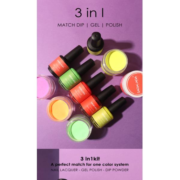 3 in 1 Custom Uv Soak off Gel Nail Dip Polish and Bulk Dipping Nail Powder Kit Nail Gel Set