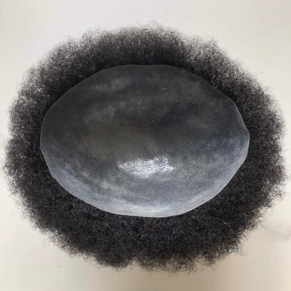 4mm 8x10 Afro Kinky Toupee Indian Human Hair pieces Man Hair Wig Poly Skin Toupee Human Hair Replacement