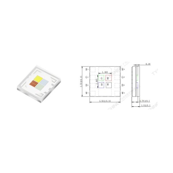 Ceramic SMD3535 LED RGBL 4Watt 500mA 4in1 RGBW LM-80 SMD RGBA LEDs