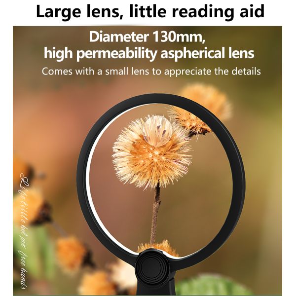Hands-Free Neck Magnifier with 130 mm Large Bright LED Light for Seniors & Low Vision Flexible for  Sewing Reading Light