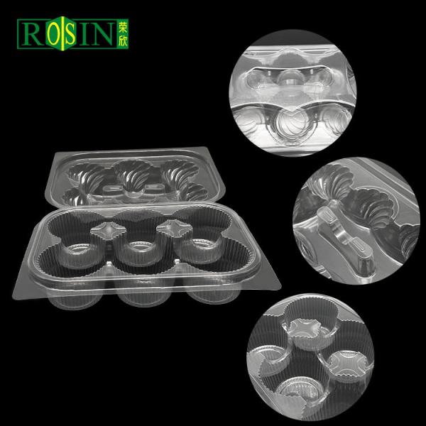 6 Count Disposable Clear Hinged Cupcake Containers High Transparency