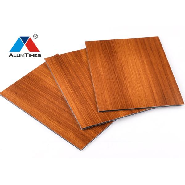 Fire Retardant Aluminium Composite Panel , Wooden Finish Aluminium Sandwich Panel