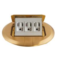 Weatherproof Round Floor Socket Ground Plug 20A USB Charging Hidden Pop Up
