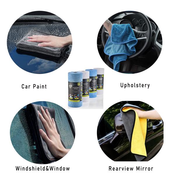 30x30cm Car Cleaning Rags 60PCS Small Size Microfiber Tear Off Car Cleaning Tissue Roll