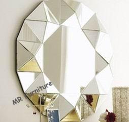 Ornate Design Mirror Furniture Set Round 3D Angled Wall Lamp Mirror