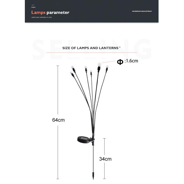 6000K Daylight Alert Solar Firefly Lawn Light for Outdoor Garden Landscape Ground Plug