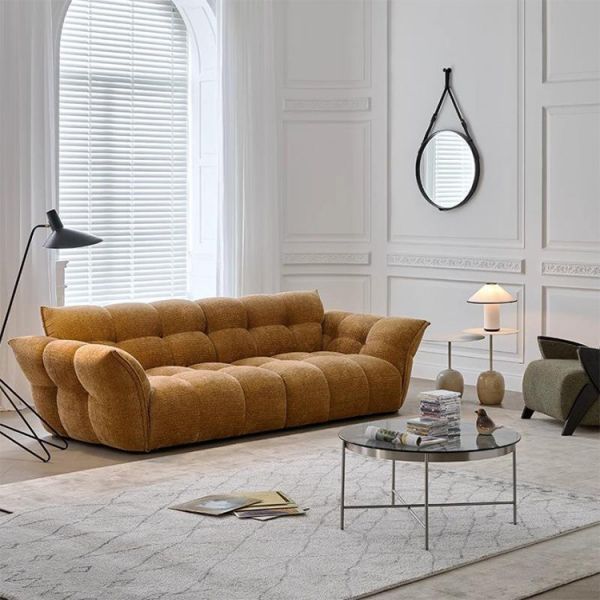 Lily Sofa Cream Style Modern Minimalist Designer Petal Light French Straight Row Living Room Fabric Sofa