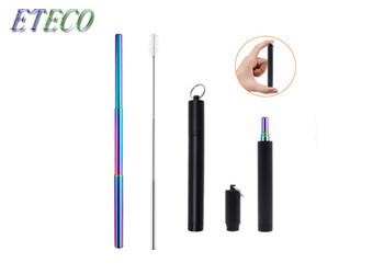 3.93 Inches Collapsible Stainless Steel Straw , Colored Stainless Steel Straws