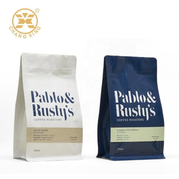 CPP Resealable Coffee Packaging Bags With Valve Flat Bottom Stand Up Pouch