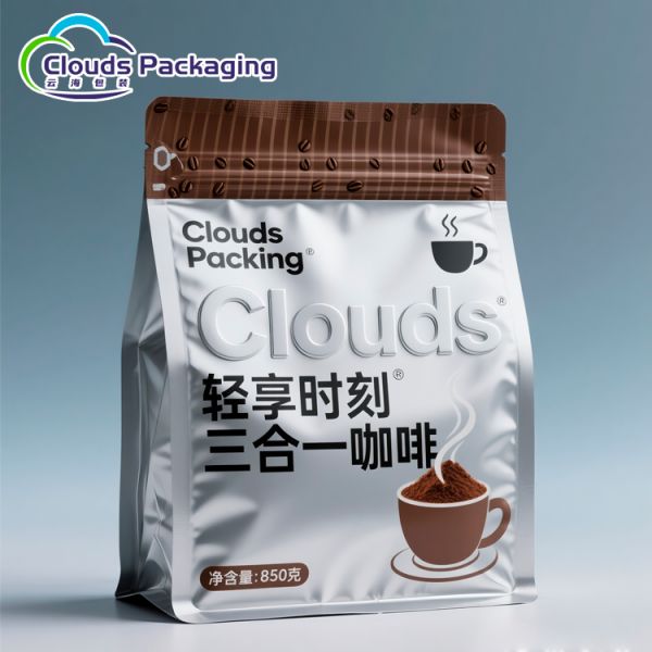 Flat Bottom Coffee Bean Packaging Pouch Reusable with Ziplock Top