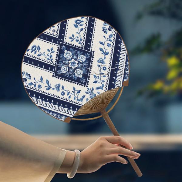 Customizable Japanese Round Hand Fans with Painted Technique Personalized OEM Art Printed Logo Wedding Favors Gifts for Guests