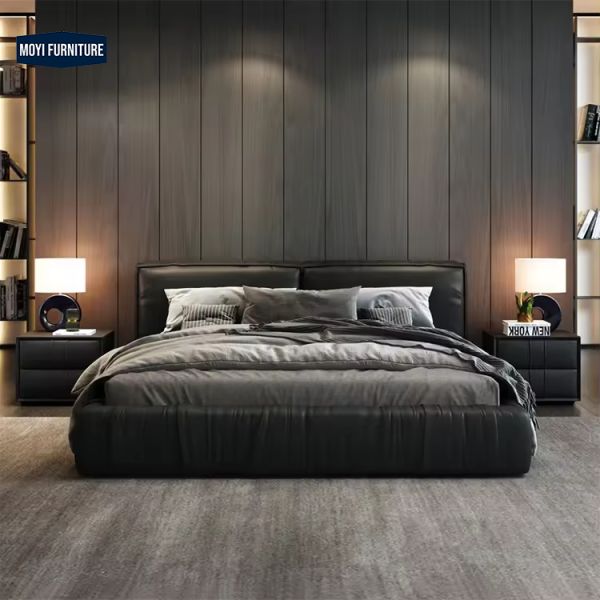 High density and high resilience foam Luxury Double Queens Beds Bedroom Furniture King Bed Frame Leather Bed Frame