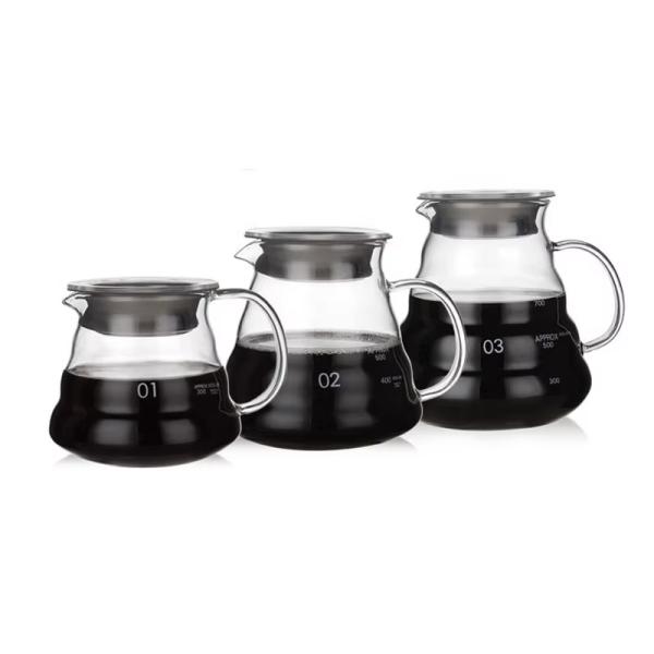 Food Grade Borosilicate Glass Coffee Press Handmade Tea Press Pot 360ml 600ml 800ml