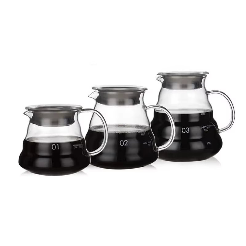 Food Grade Borosilicate Glass Coffee Press Handmade Tea Press Pot 360ml 600ml 800ml