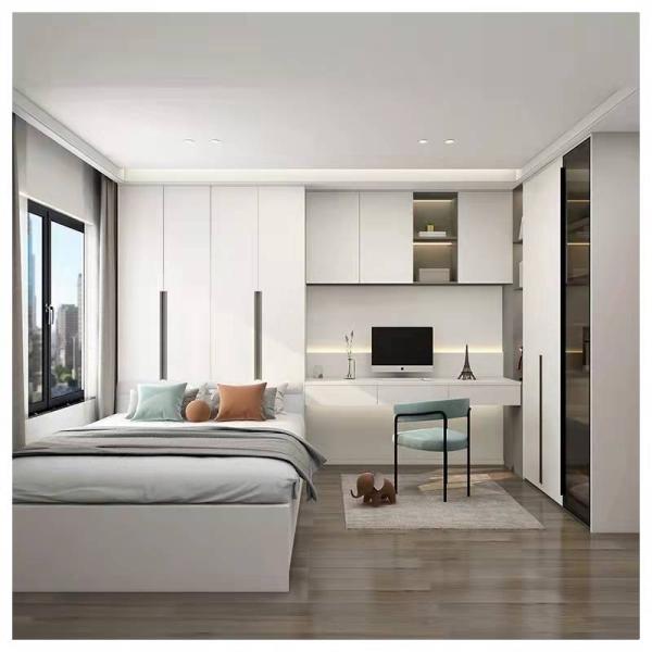 Modern Flat Pack Melamine Porta Automático Swing guarda-roupa em acabamento fosco