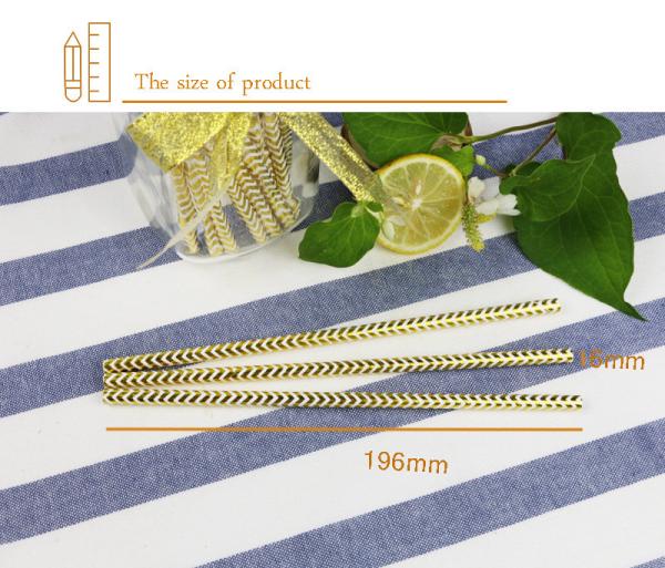 Gold foil pattern FDA Certificate Biodegradable Paper Straws Food-grade Recyclable Printed Eco-friendly Paper Straws