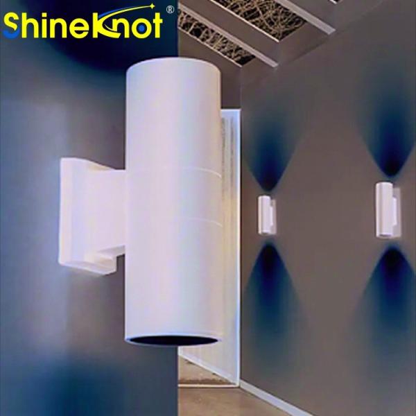 2*10W Gu10 Aluminum Round Double Head Outdoor Aluminum Wall Lamp 2- 30000 Working Lifetime