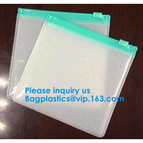 Slider Zipper Cosmetic Pvc Bag Clear Vinyl Pvc k Bag,Matte PVC Zipper Slider Bag With Ring, Bagease, Bagplastics