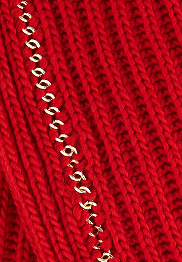 Women Red Allover Chain Infinity Scarf