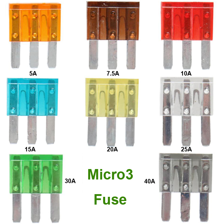 Микро- автомобильное лезвие Micro3 сплавляет DC 15.3mm 30A 32V с 3 штырями