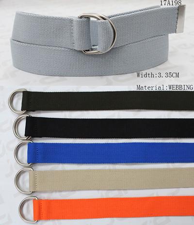 Solid Color Metal Tip Polyester Webbing Belt Nickel Steel Buckle Available