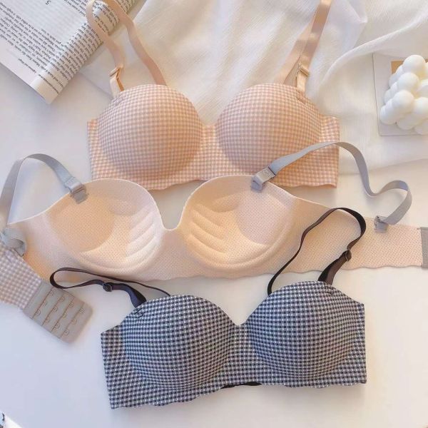Wholesale Hot Selling Women Bra Factory Warehouse Promotion Price Solid Color Young Ladies Bra Houndstooth Stripes