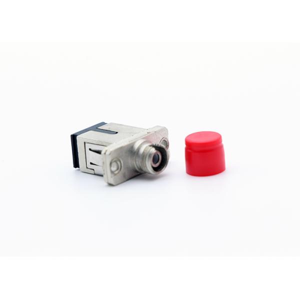 SC Female - FC Female Simplex Hybrid Fiber Optic Adapter Ceramic Sleeve Red Cup With Metal Material