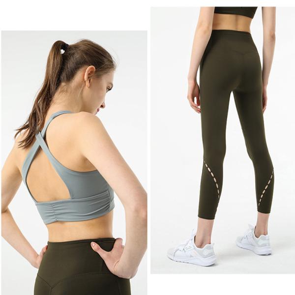Обнаженный набор йоги одевает нейлон вспотел наборы тазобедренного подъема Wicking двухкусочные атлетические