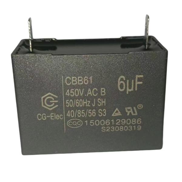 Motor Run Starting Fan Capacitor CBB61 450V 6.0UF 10000 Hours S3 40 / 85 / 21