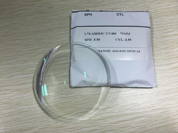 ASP UV400 Protection 1.74 High Index Lenses , Prescription Optical Hydrophobic Lens