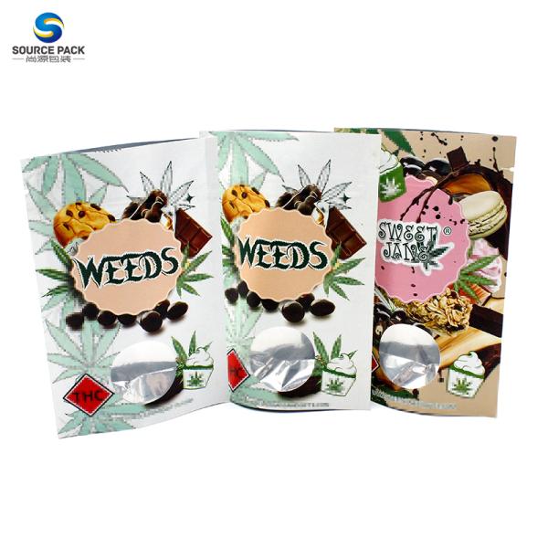 Custom Mylar Weed Packaging Stand Up Pouch Edible Packaging With Ziplock