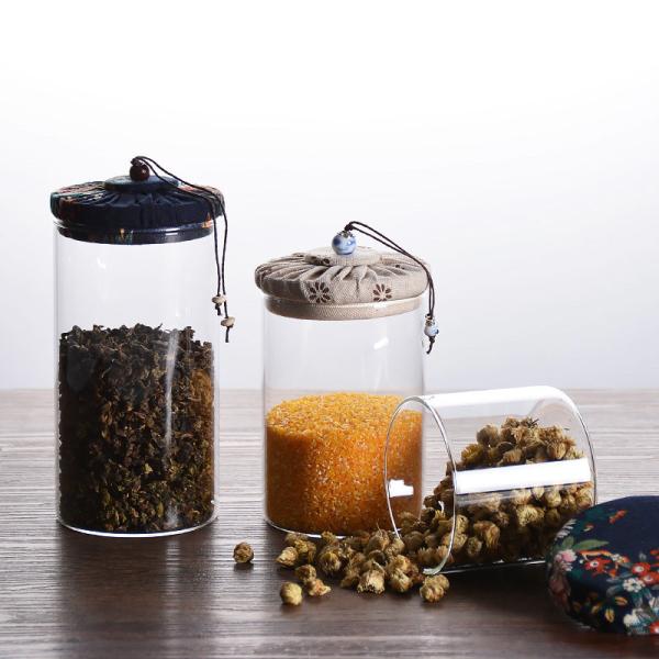 Cloth Cover Sealed Borosilicate Glass Storage Jars