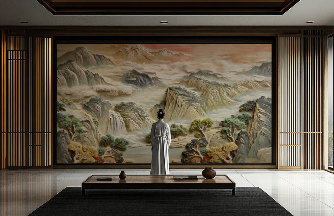 Decorative 3D Relief PVC Wall Panel Waterproof Custom Patterns Living Room