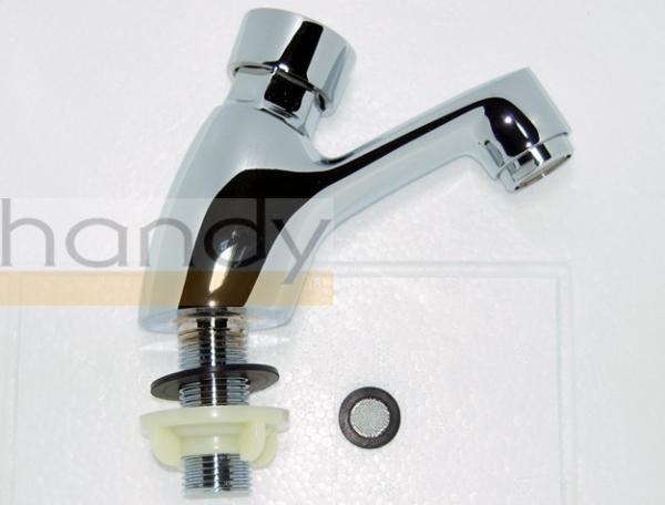 OEM Chrome Brass Bathroom Sink Faucets , Timing Control Basin Taps with CE