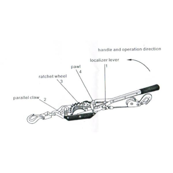1T - 4T Ratchet Hand Wrenching Tackle Block , Wire Rope Tightener With Two Hooks