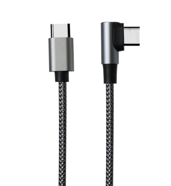 1m L-Shaped Charging Cable Heavy-Duty Nylon Braided Design in Black/White/Red/Blue