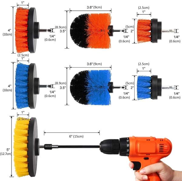 18 pieces brush attachment drill, rim brush set, power drill cleaning brush