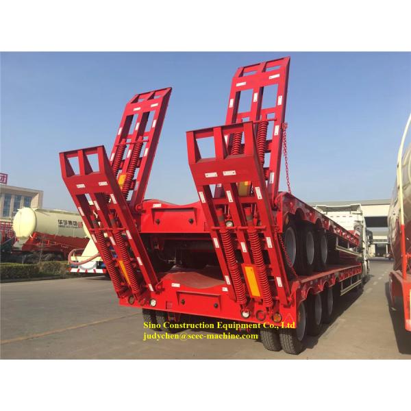 Gooseneck Low Bed Semi Trailer 60t Tri Fuwa BPW Axles For Heavy Machinery Transport