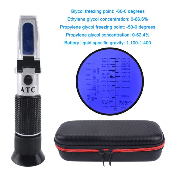 Handheld 0-66.6 Brix Range High Accuracy 0.01% Refractometer for Ethylene and Propylene Glycol Testing