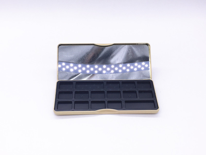 Long Rectangle Printed Eyeshadow Makeup Metal Tin Box With Plastic Insert