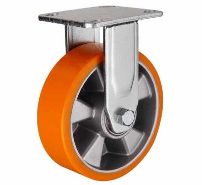Unite 4-8 inch Orange color Fixed aluminium core POLYURETHANE wheel for heavy duty caster/ PU RIGID CASTORS