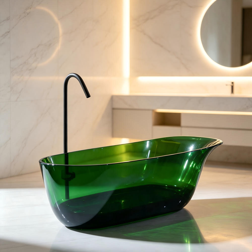 Residential Freestanding Stone Resin Bathtub 63Inch 67 Inch Stainproof