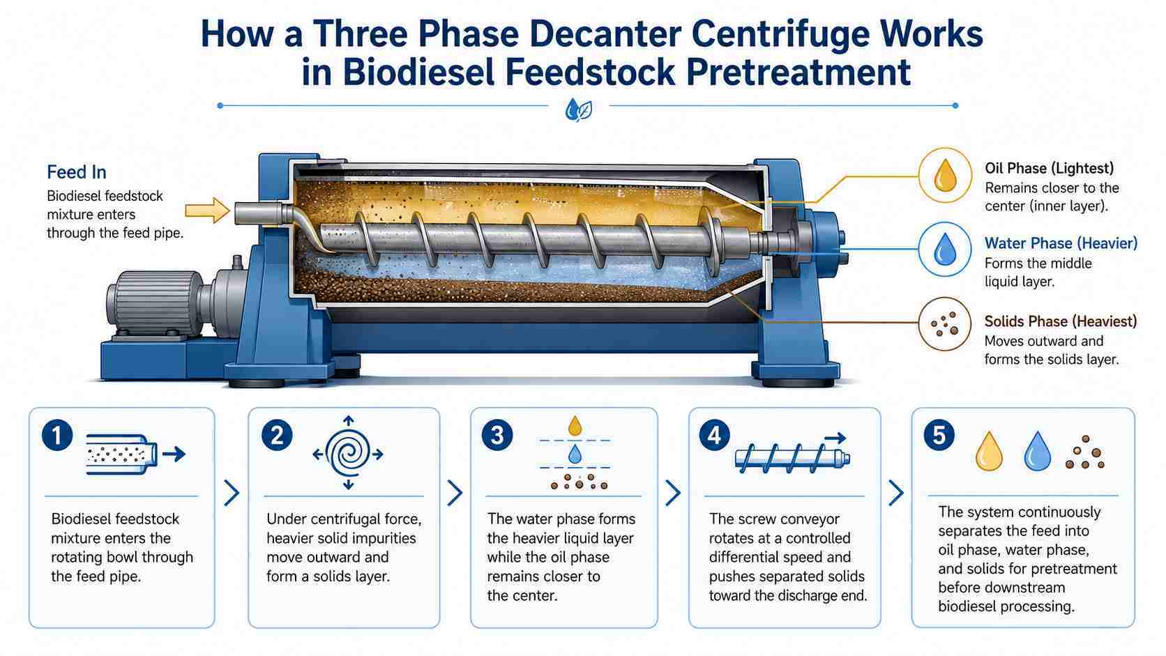 Three Phase Decanter Centrifuge for Biodiesel Feedstock Pretreatment