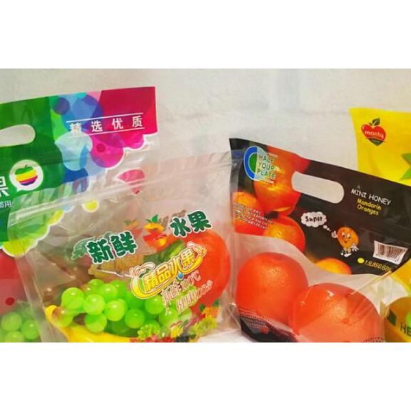 Heat Seal Transparent Fresh Fruit Bags Packaging Pouch Gravure Printing FDA Standard