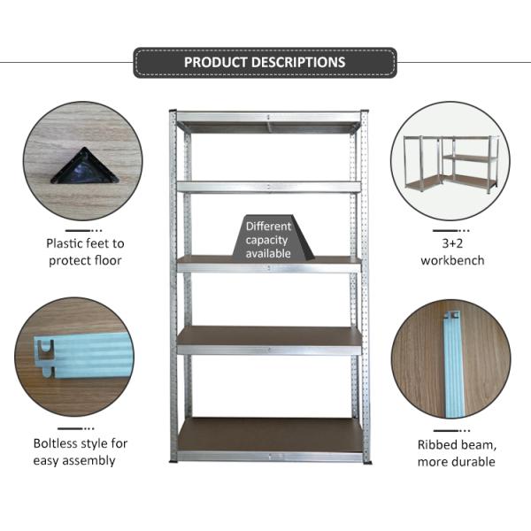 175kg 4 Tier Heavy Duty Boltless Racking System Unit Boltless Garage Storage Shelf Shelving 180x80x40cm Gs Sgs Tuv