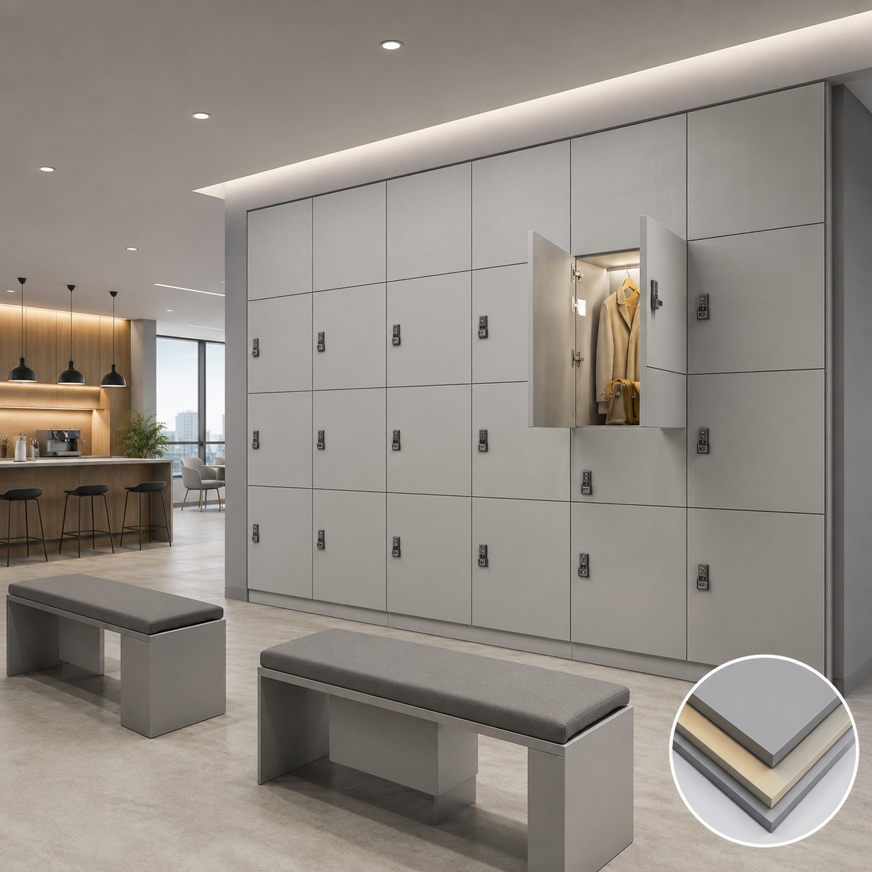 HPL Compact Laminate Lockers | Waterproof Anti-Bacterial Phenolic Resin Storage Lockers for School Gym Spa Office