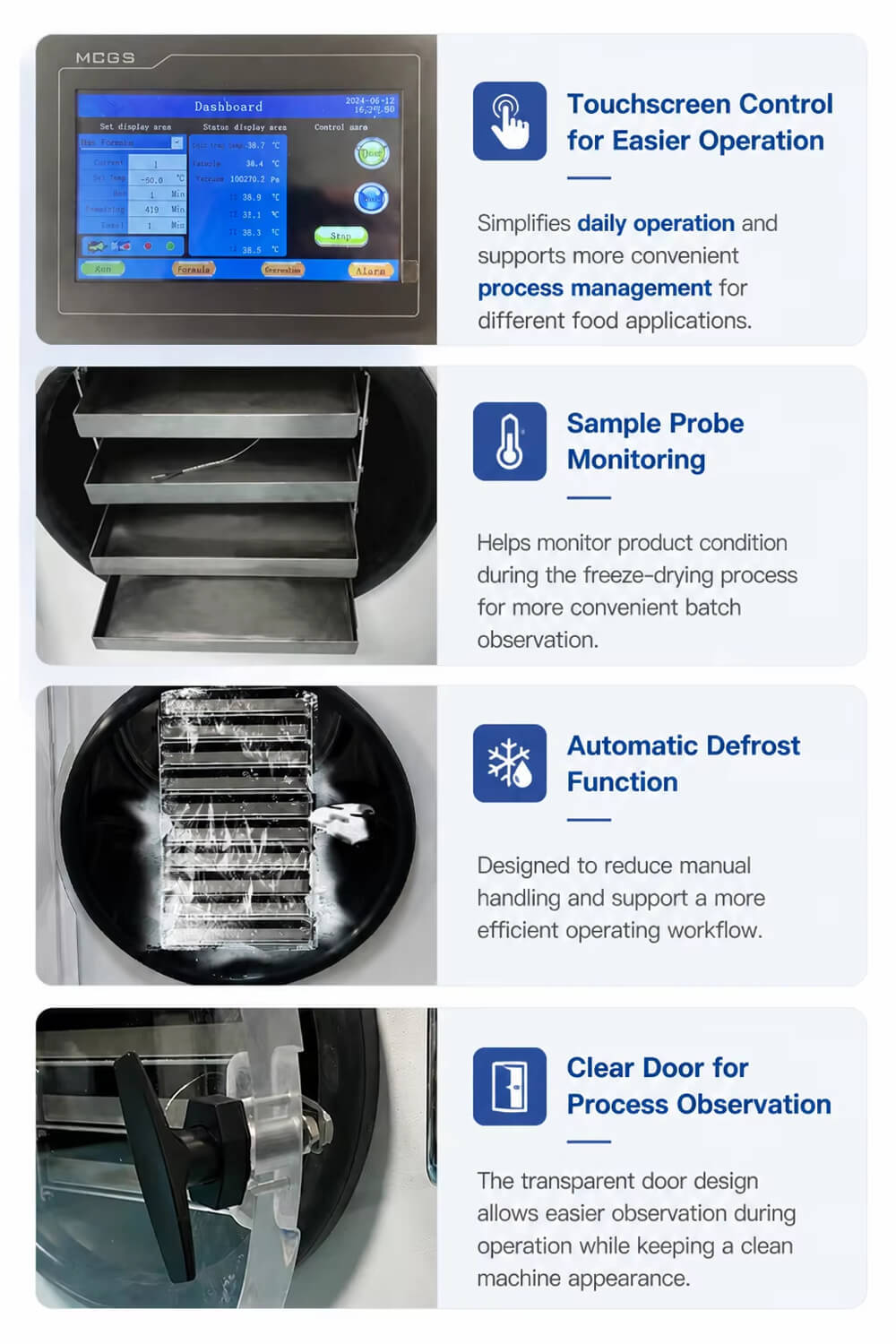 -60°C Cold Trap Vacuum Freeze Dryer 12–14kg/batch Freeze Drying Machine for Food Preservation